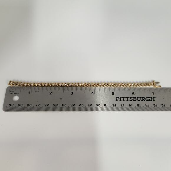 Vintage 14k Yellow Gold Diamond Tennis Bracelet 7" - Picture 4 of 9